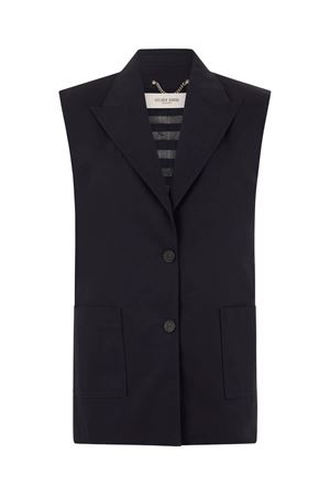 Blue cotton sleeveless notched-lapels gilet GOLDEN GOOSE | GWP02578P00233850486